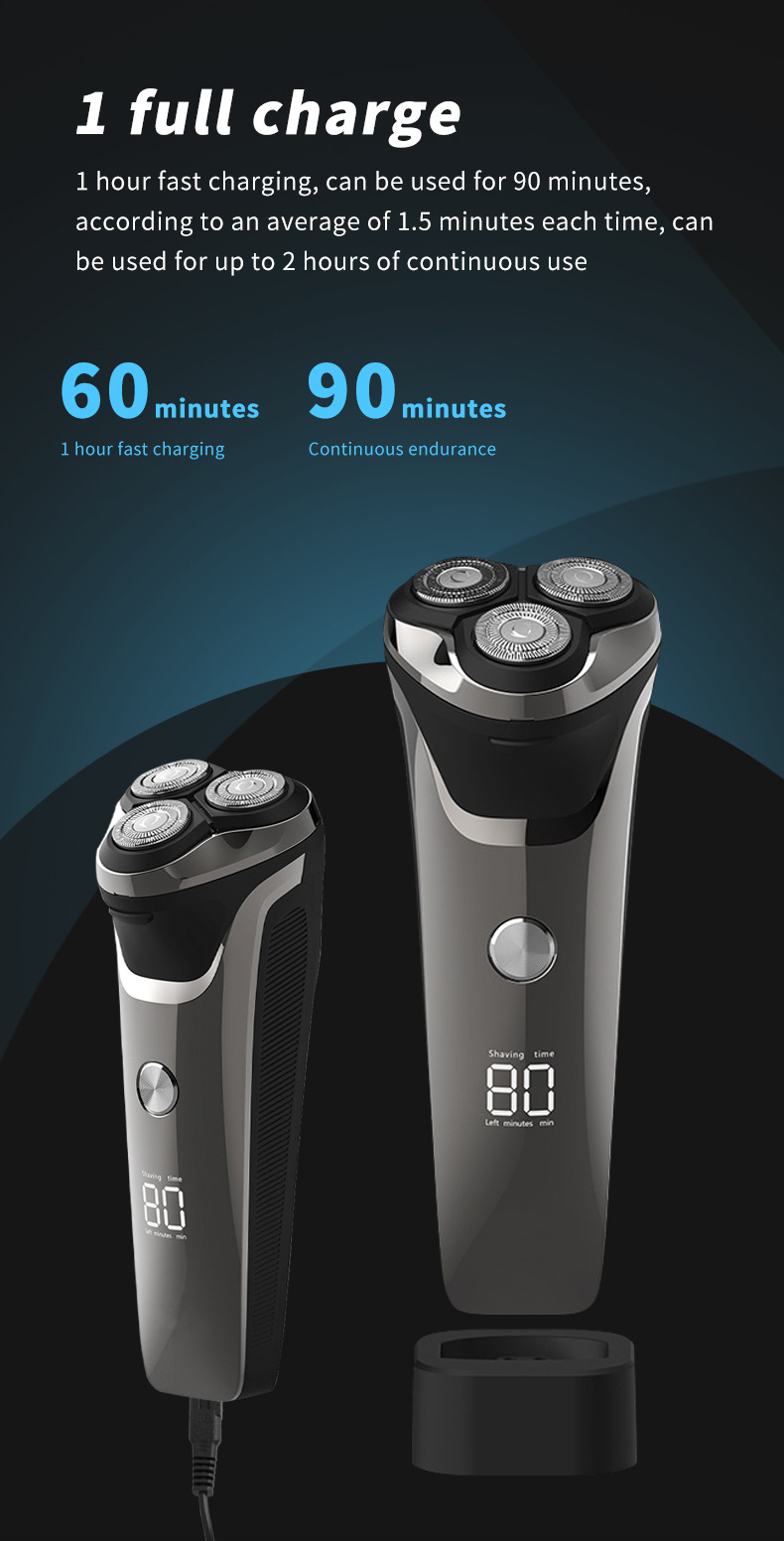 Rasoir électrique portable pour barbe pour hommes, lame flottante lavée à l'eau pour tout le corps, aspiration magnétique, meilleure vente transfrontalière_voghion.com