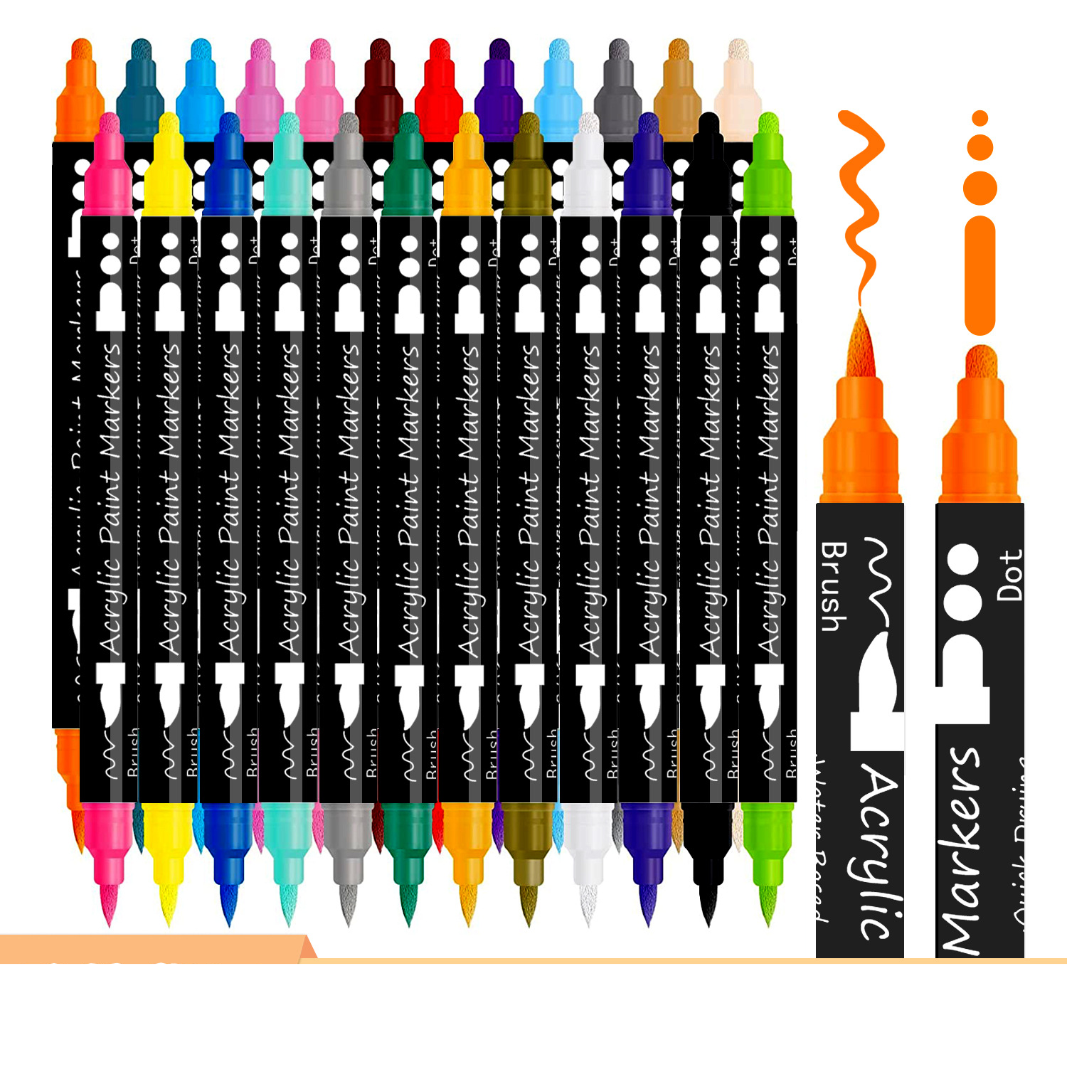 Doppelkopf-Acrylstift, nicht transparente Farbe, stapelbarer Graffiti-Weichkopf, ein harter und ein weicher Studiopinsel-Acrylmarker