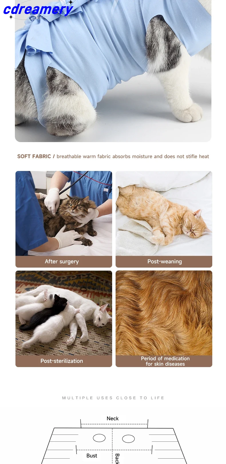Anti-licking Sterilization Cat Clothes Recovery Suit After Surgery Breathable Physiological Puppy Anti-scratch Body Strap Vest_voghion.com