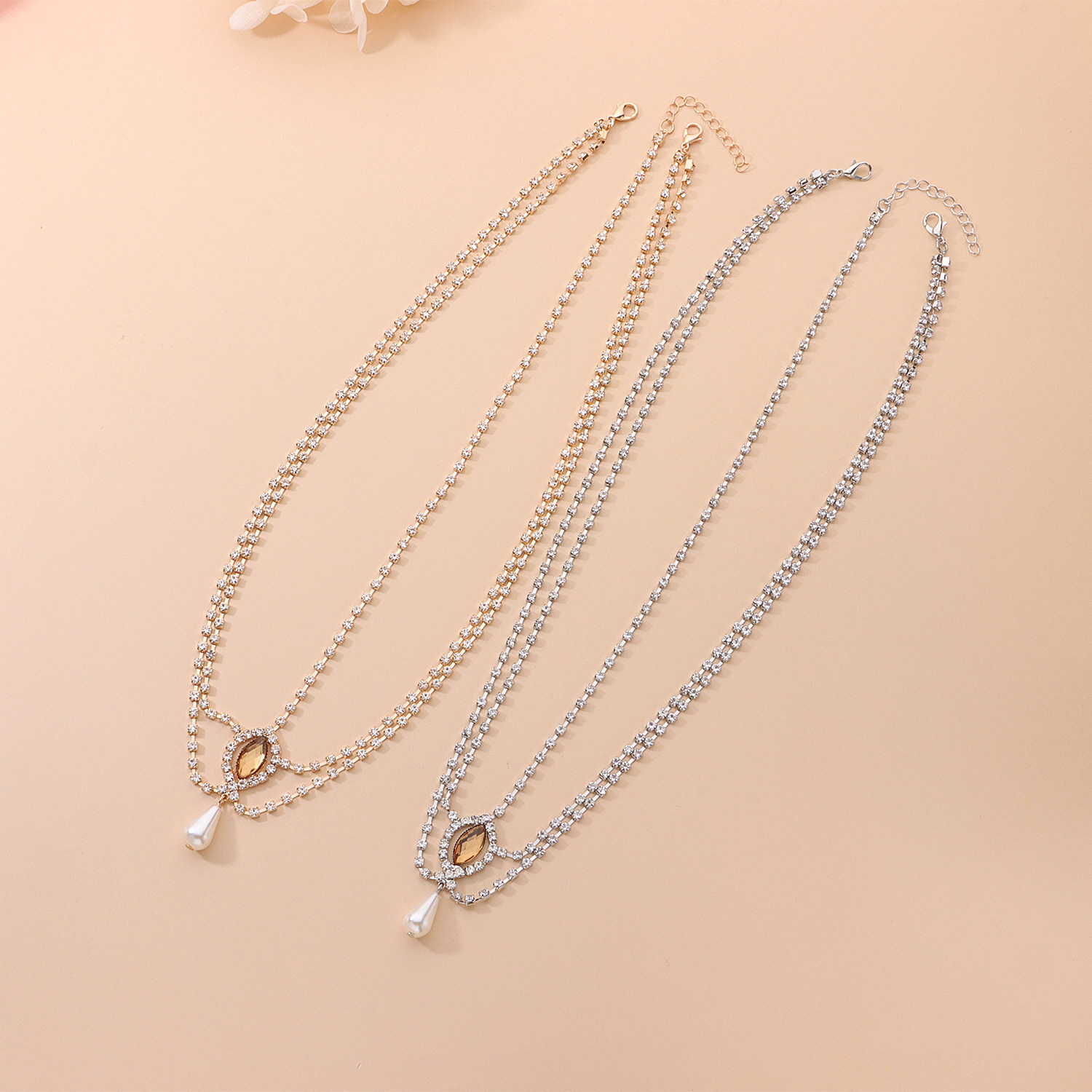 Nei Kappkette fir Fraen Diamantperlen Kappbedeckung Hoeraccessoiren_voghion.com