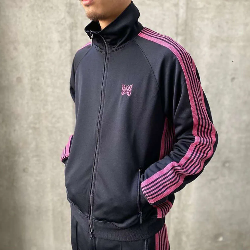 Needles Herrenjacke Track Veet Butterfly Embroidered Ribbon Campus Style Sweatshirt Herren- und Damenjacken Streetwear_voghion.com