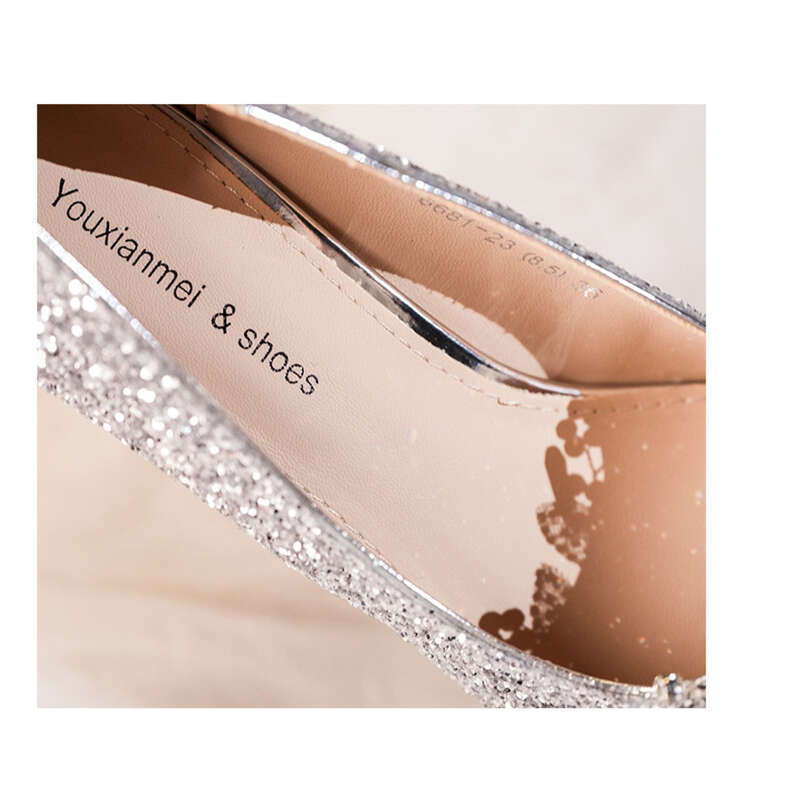 Leisurely Wedding Banquet High Shallow Mouth, Glitter Rhinestones, Bow, Single Shoes, Women's Shoes_voghion.com