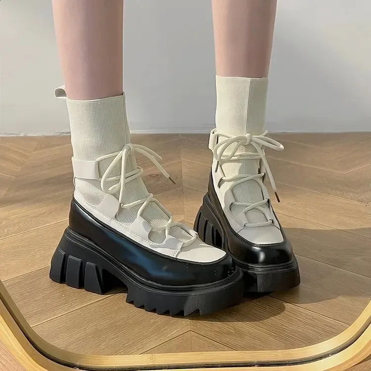 Mesh-Plateauschuhe, modisch, dickbesohlte Knöchel, bequemer Schnee für Damen, Botas de Mujer, Stiefel 240904_voghion.com