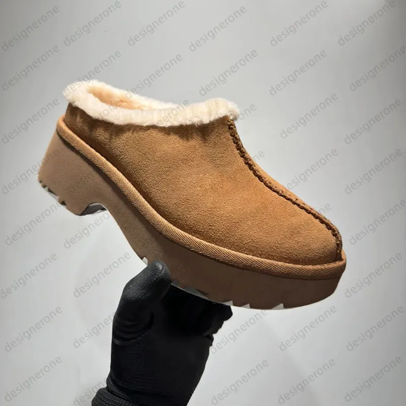 W Dipper Tasman Platform DIPPER Chesut Fur Slides Sheepskin Classic Ultra Mini women Snow boots Winter plush and thick_voghion.com