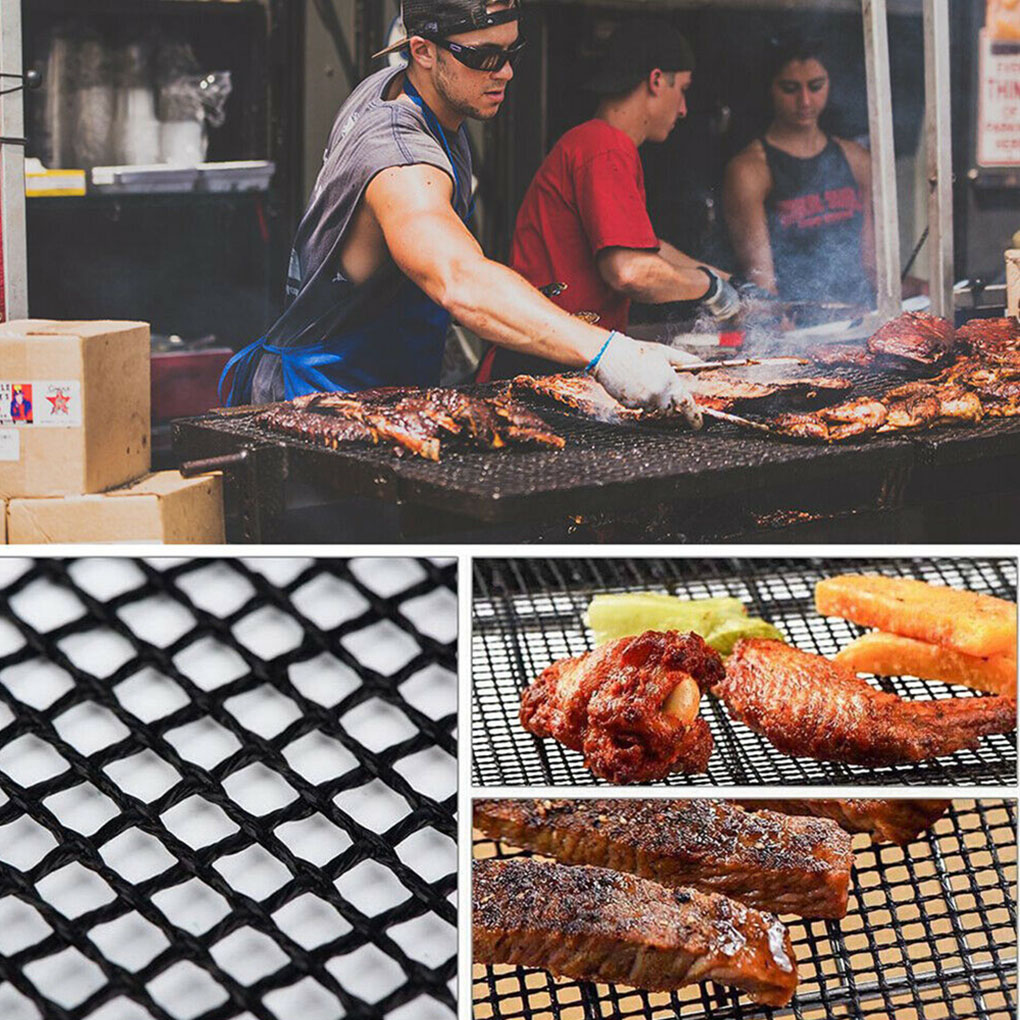 Heiße, nicht klebende Grill-Netzmatte, wiederverwendbar, hitzebeständig, Grill-Backnetz, Küchen-Kochnetz, Raucher-Grillmatte, Liner, Zubehör_voghion.com