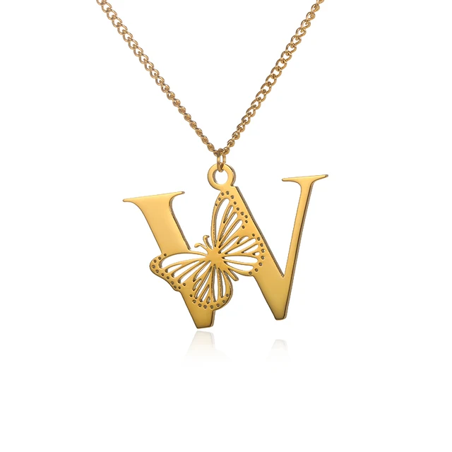 Dainty Big Butterfly Letters Kettingen Voor Vrouwen Meisjes Sieraden Roestvrijstalen Ketting Initiaal Hanger Ketting Beste_voghion.com