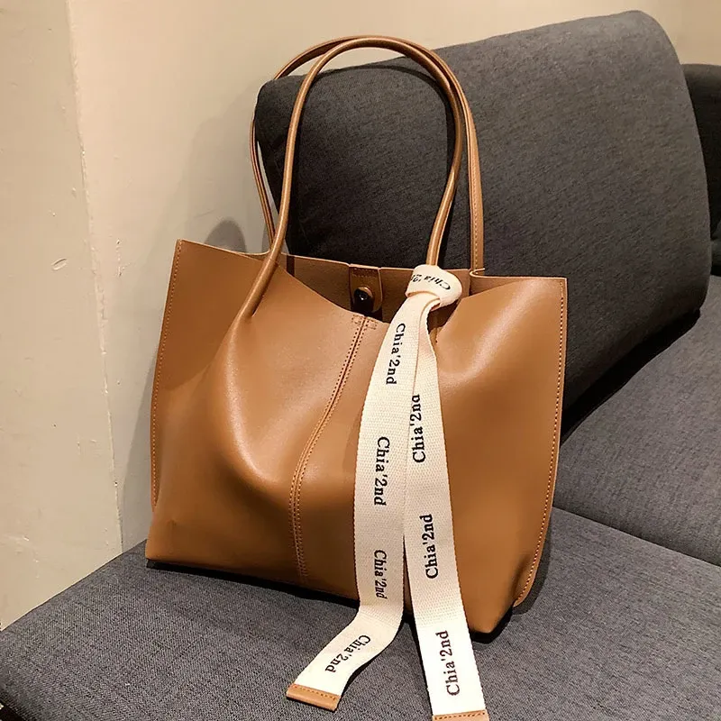 Borsa da ufficio da donna, uso quotidiano, bellezza, marrone, nera, moda, con nastro, a tracolla, per pendolari, grande capacità, a mano, retrò._voghion.com