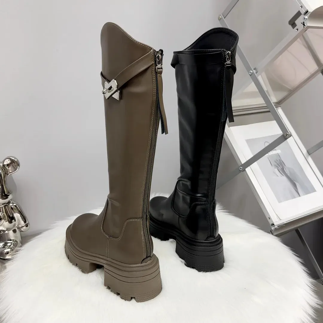 Cizme damă cu platformă până la genunchi, toamnă și iarnă, din piele, din denim, pantofi casual la modă pentru femei, 241024_voghion.com