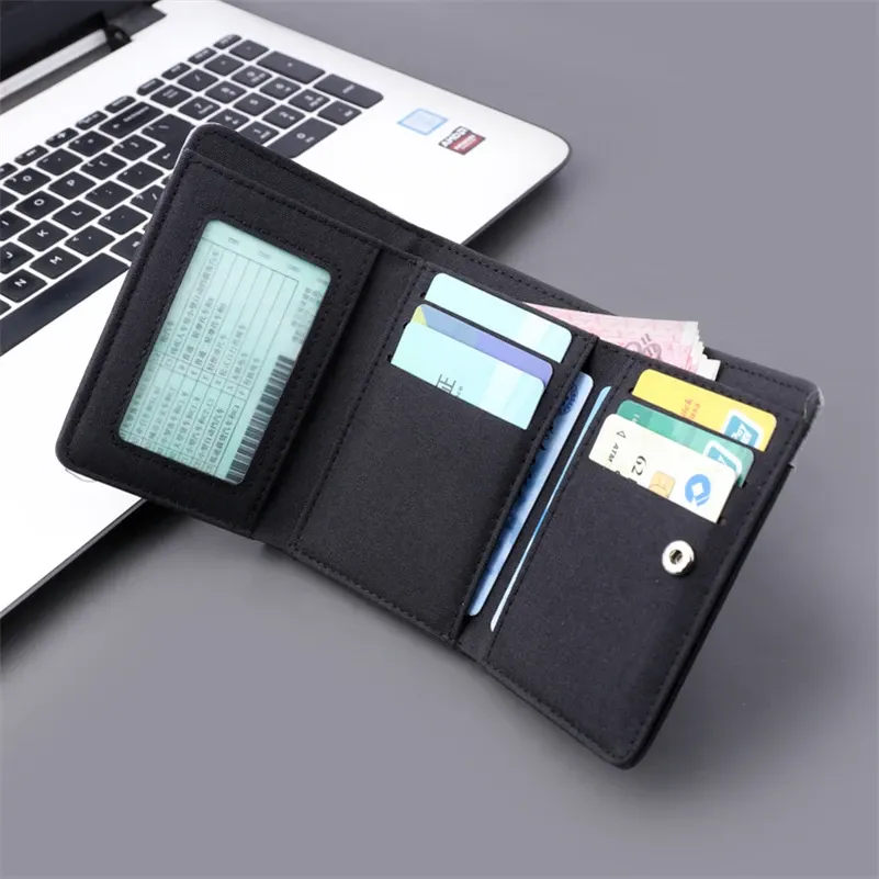Canvas Men ID/Photo Holders Black/Blue/Gray Card Holder Wallet Case 8 Slots Hasp Male Purse_voghion.com