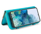 iPhone 12/iPhone 12 Pro için Kayışlı Manyetik Deri Çıkarılabilir Cüzdan Kılıf - Mavi_voghion.com
