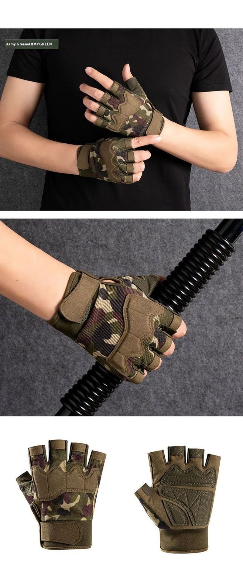 Sporthandschuesch, hallef Fanger, rutschfest, schneidfest a verschleißbeständeg, Militärtraining_voghion.com