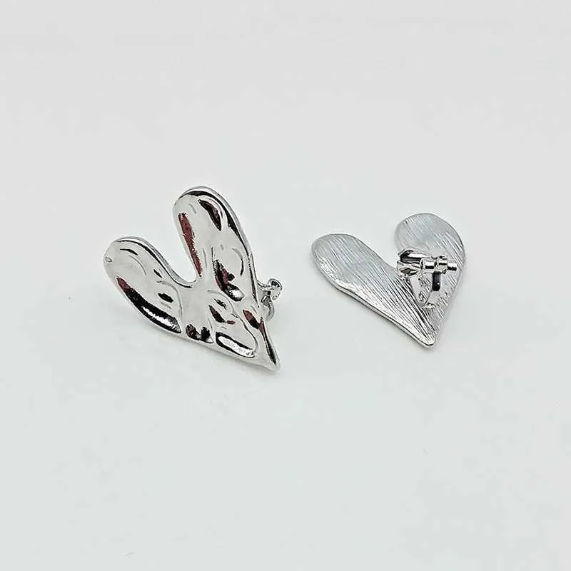 Charm Korean Design Sense Concave Convex Uneven Gold Heart Clip on Earrings Fashion Womens Party Jewelry Unusual_voghion.com