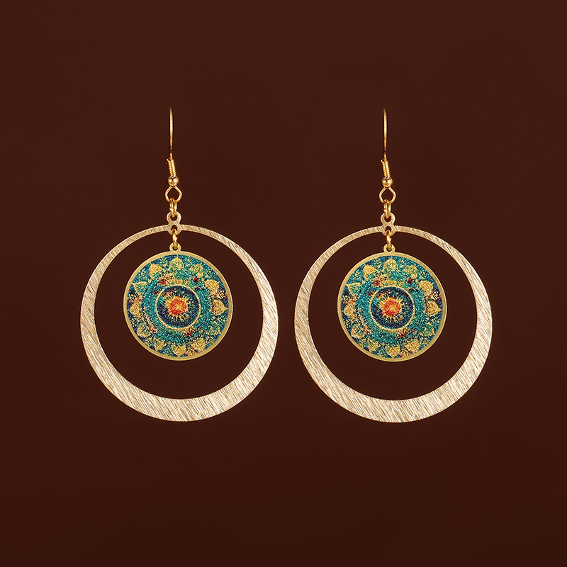 Ohrringe Vintage Ohrringe aus bedrucktem Messing im Bohemian-Stil_voghion.com