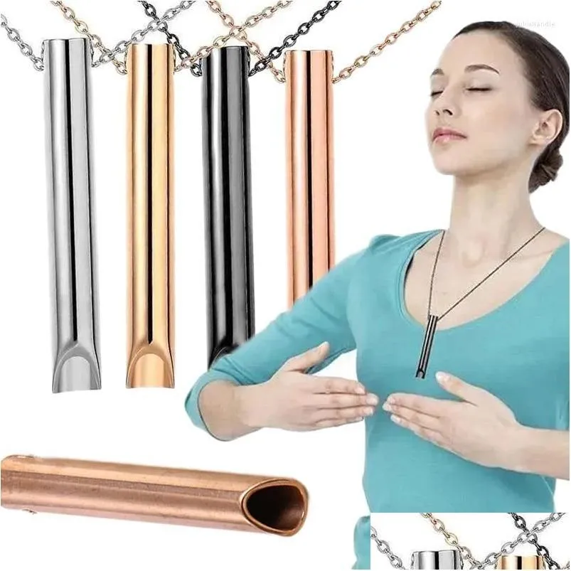 Colar com pingente de respiração para ansiedade em aço_voghion.com