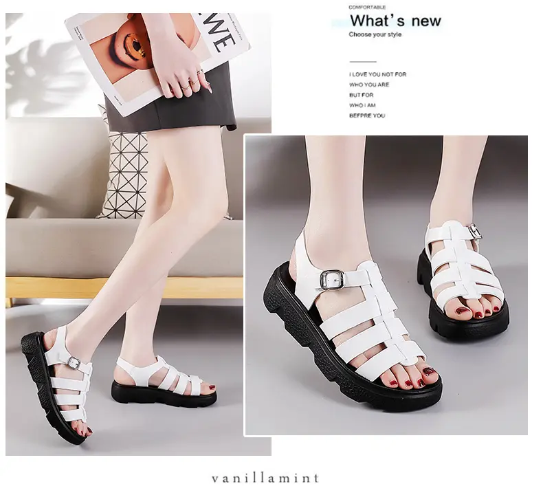 Summer Sandals Women's Flat Sandals Versatile Roman Beach Shoes_voghion.com