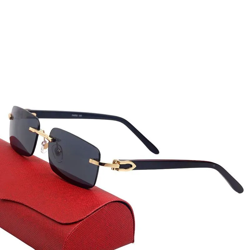 buffalo horn sunglasses for women cart glasses cartHead Metal Rimless Optical Frame Classic Rectangle Square gold sunsh_voghion.com