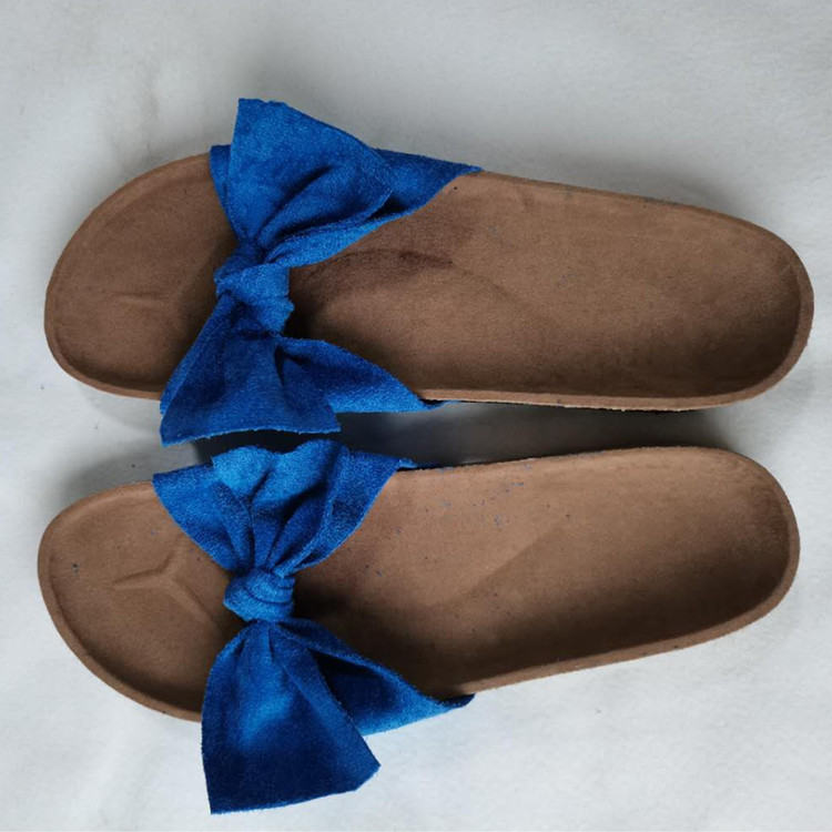 Plus Size Bowknot One-Strap For Women Leopard Print Suede Flat Sandals Slippers_voghion.com