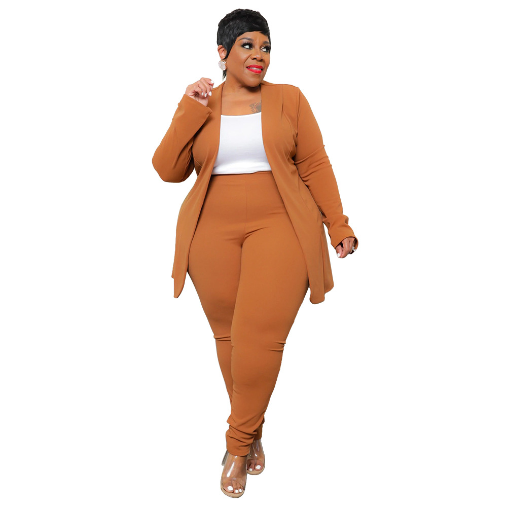 Women's plus size women's clothing fashion temperament professional casual long-sleeved trousers small suit two-piece set