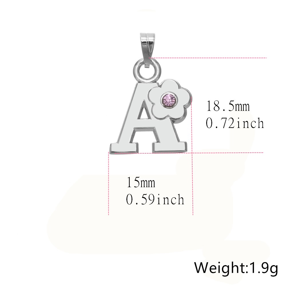 My Shape Initials Flower Letters Name Necklace for Girls Children Alloy Crystal Flower A-Z Alphabet Pendant Chain Children Jewelry_voghion.com