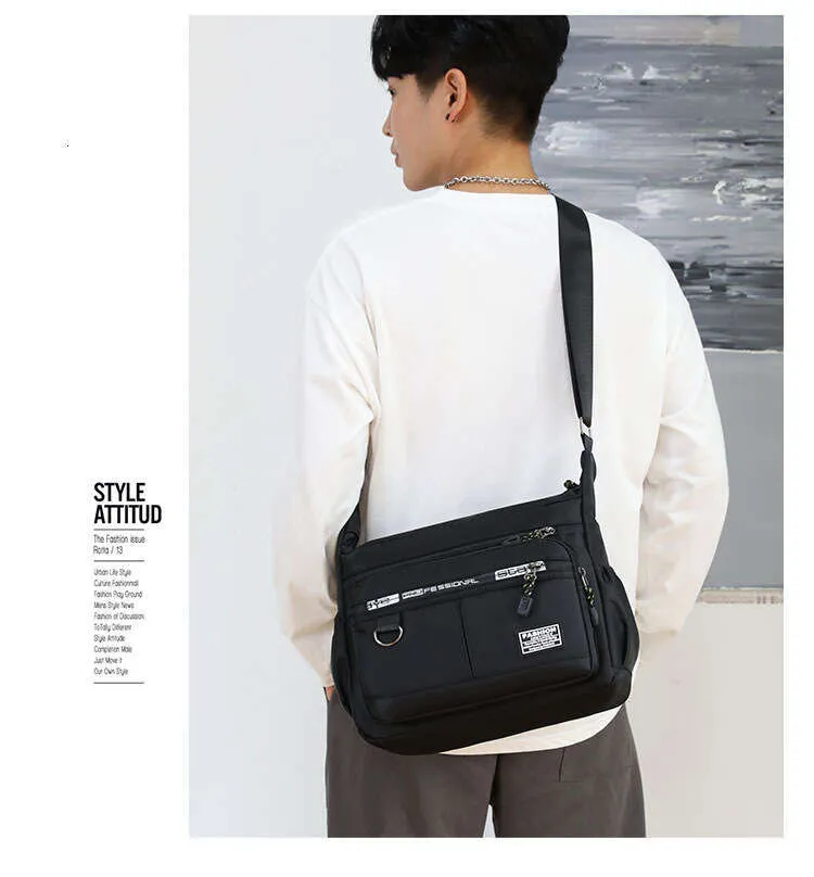 Sac à dos imperméable à bandoulière de grande capacité pour homme, sac à bandoulière décontracté à poches multiples pour le travail_voghion.com