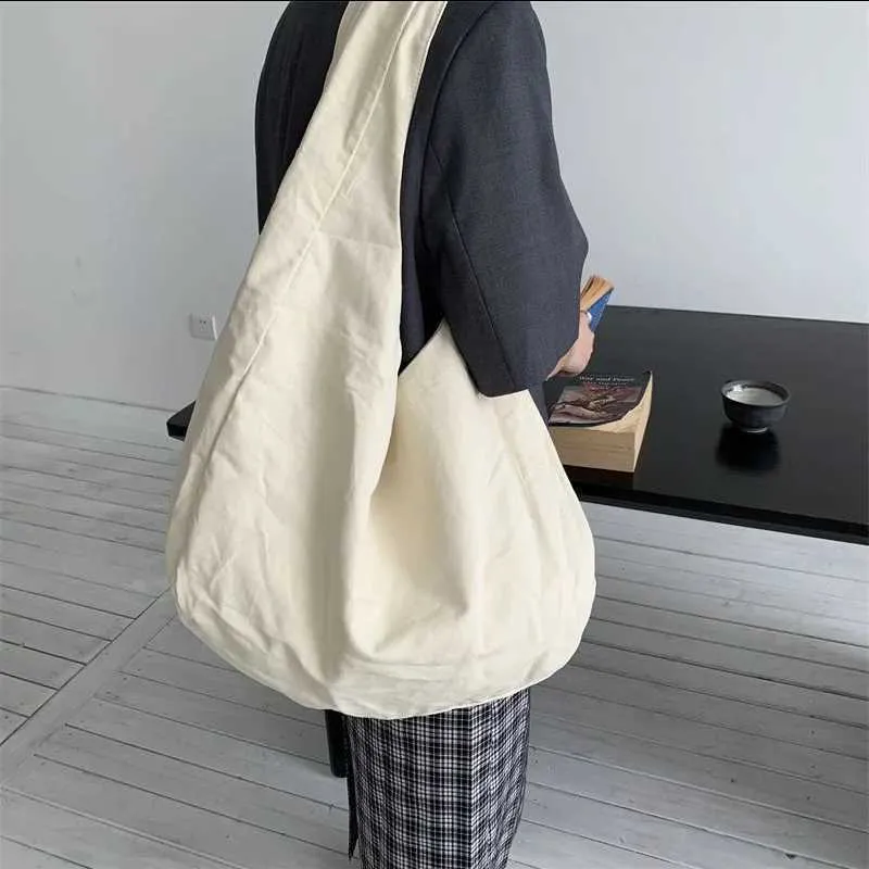 Grande borsa a tracolla retro in tela per donna stile hobo_voghion.com