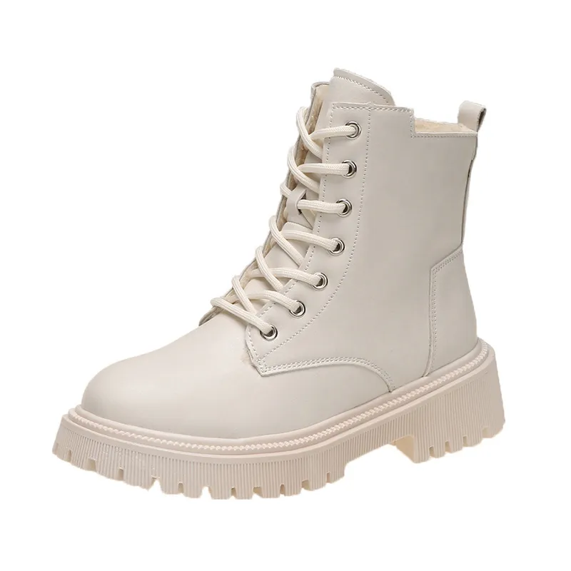 2024 Neue Designer-Martin-Stiefel für Damen, kostenloser Versand, dicker Boden mit erhöhter Höhe und zusätzlichem Veet, Schwarz/Weiß_voghion.com