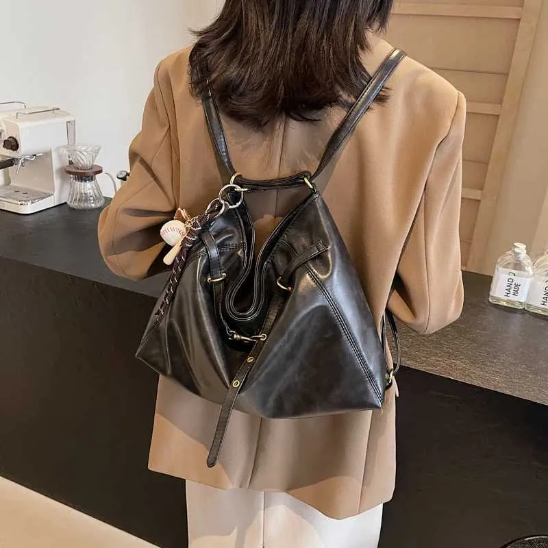 Ladies large capacity shoulder bag fashionable solid color PU casual zipper crossbody ba241216_voghion.com