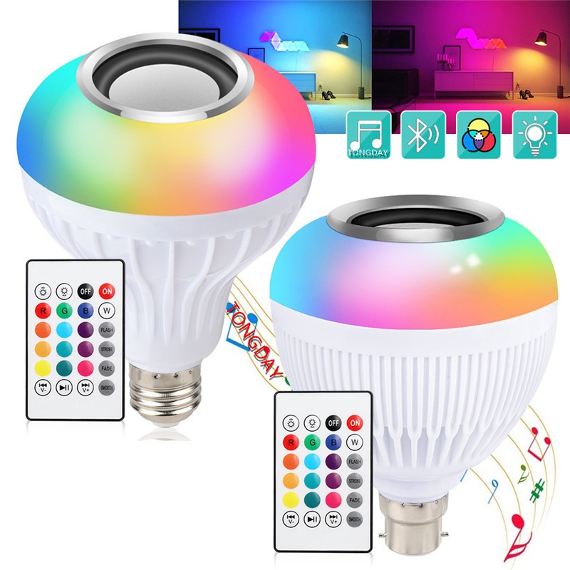 Lampadina musicale Bluetooth colorata Lampadina musicale Bluetooth intelligente RGB E27 Lampada da palco musicale con telecomando APP wireless