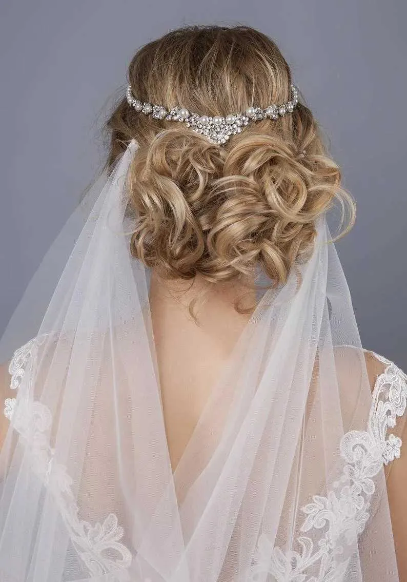 Hair Jewelry Boho Wedding Bridal Veildraped Bohemian Veils Fingertip Chapel Boho Bridal Veil Velos De Novia 2019_voghion.com