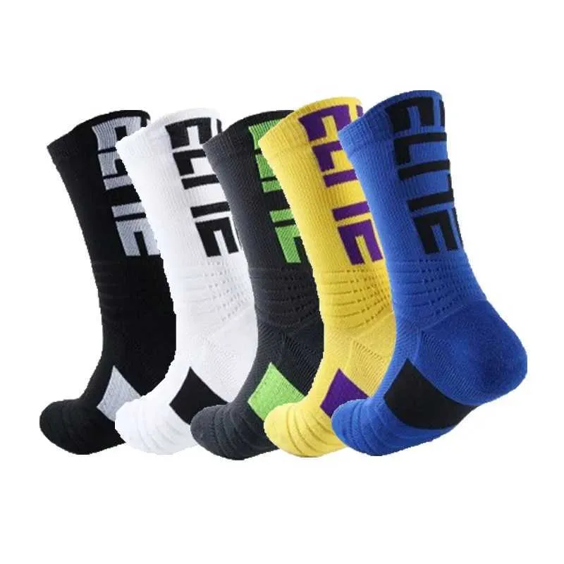 Men's 5Pairs Professional Cotton Basketball Elite Thick Sports Compression Durable Skateboard Towel Bottom Socks_voghion.com