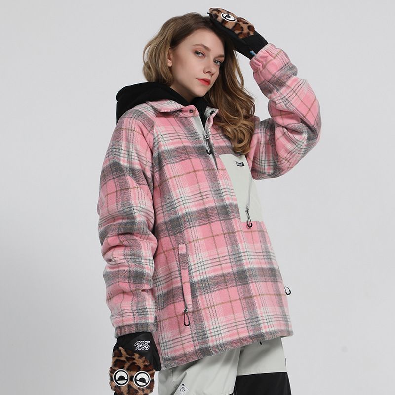 New winter wear men's snowboard double board warm plaid shirt women's ski hoodie couple_voghion.com