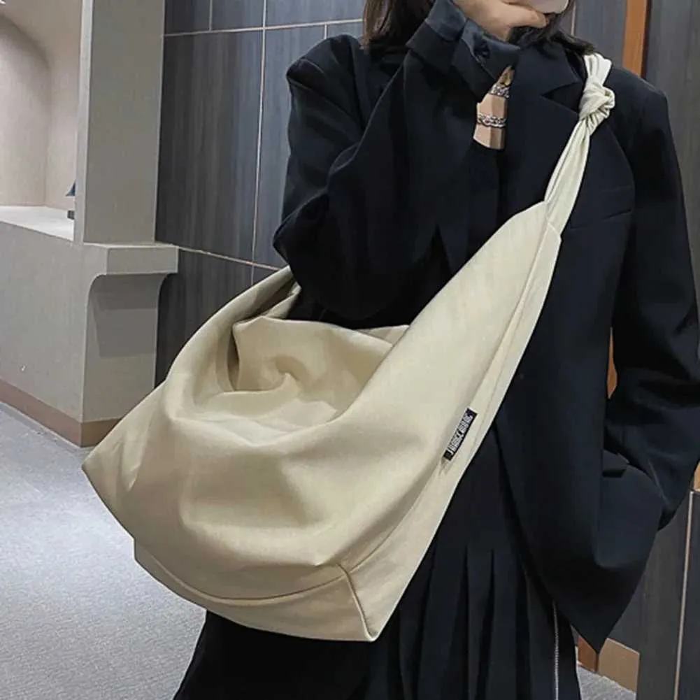 Schultertasche Große Kapazität Fem Handtasche Lässig FI Tragbare Feste Farbe Einfache Leinwand Elegante Wochenende Schultern Y241109_voghion.com