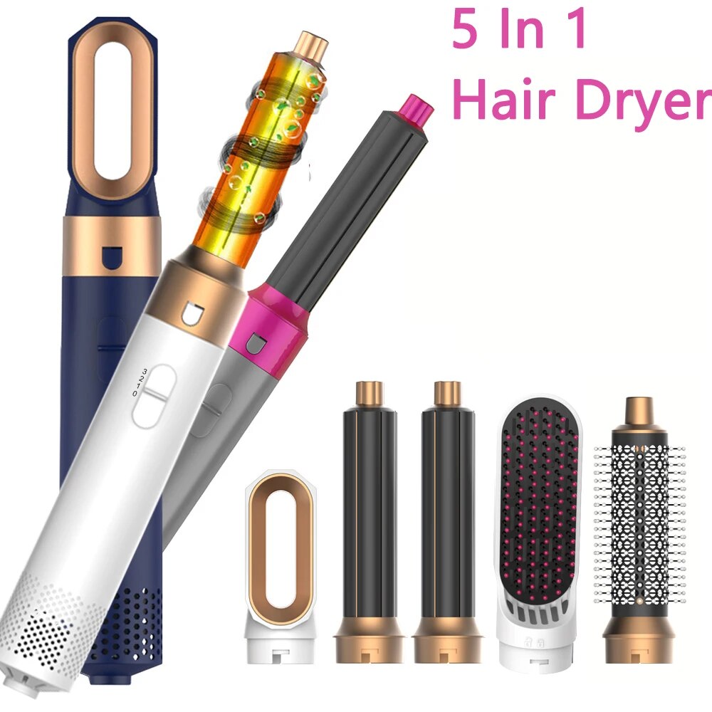 Styler professionnel 5 en 1, lisseur à friser à faible bruit, séchage des cheveux, brosses à Air chaud
