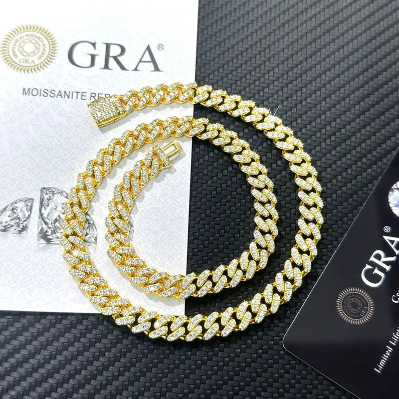 Miami Cuban Link Chain 2 Row Moissanite Diamond Iced Out Necklace_voghion.com