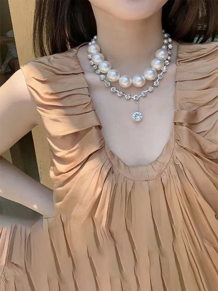 Collier avec pendentif en perles de zircon pour femmes et filles, chaîne en argent plaqué, bijoux tendance, cadeau de fête, style 2023, CN23_voghion.com