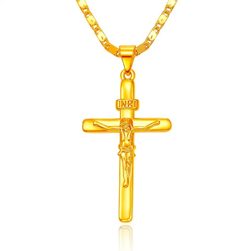 Collane con ciondolo di alta qualità in oro puro color croce per donne e uomini, gioielli da sposa_voghion.com