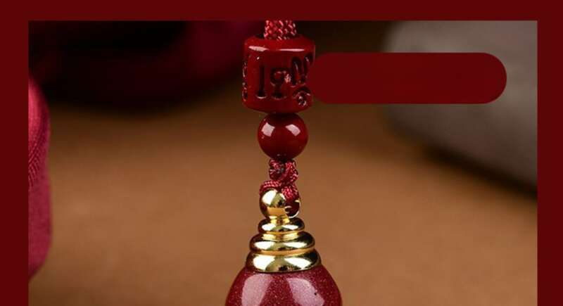 【 8342 People's Collection 】 Hollow Cinnabar Lucky Life Hollow Gourd Necklace Phone Key Pendant, Hollowed Out Red_voghion.com