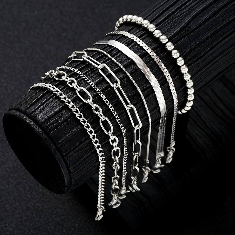 hot New Chain 8 Piece Set Fashion Round Bead Snake Bone Bracelet_voghion.com
