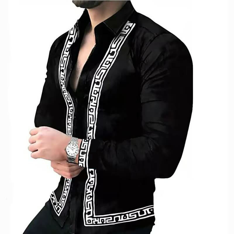 men's Fashion Print Casual Long Sleeve Shirt
