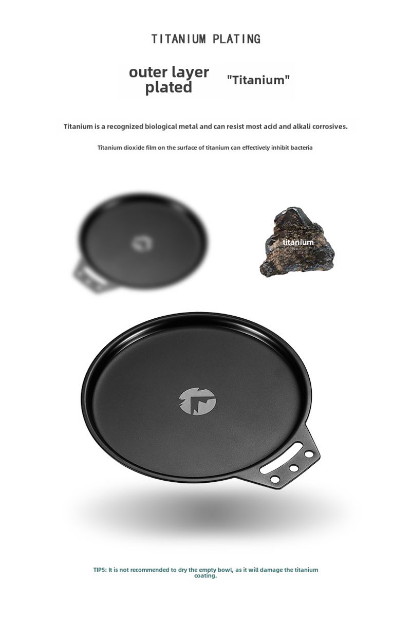 Tapa de cuenco de refugio de acero inoxidable engrosada con placa de inmersión para equipo de campamento al aire libre revestida de titanio_voghion.com