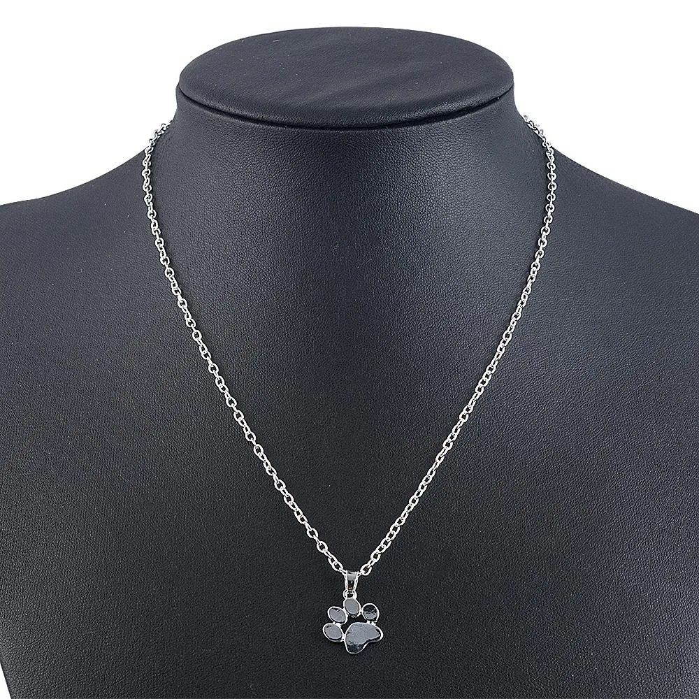 Mode Schattige Huisdieren Honden Voetafdrukken Poot Ketting Hanger Ketting Kettingen Hangers Choker Sieraden Voor Vrouwen_voghion.com