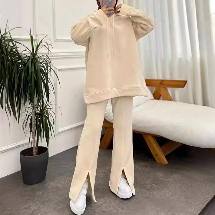 Women's Clothing new solid color hooded sweatshirt fashion pants suit