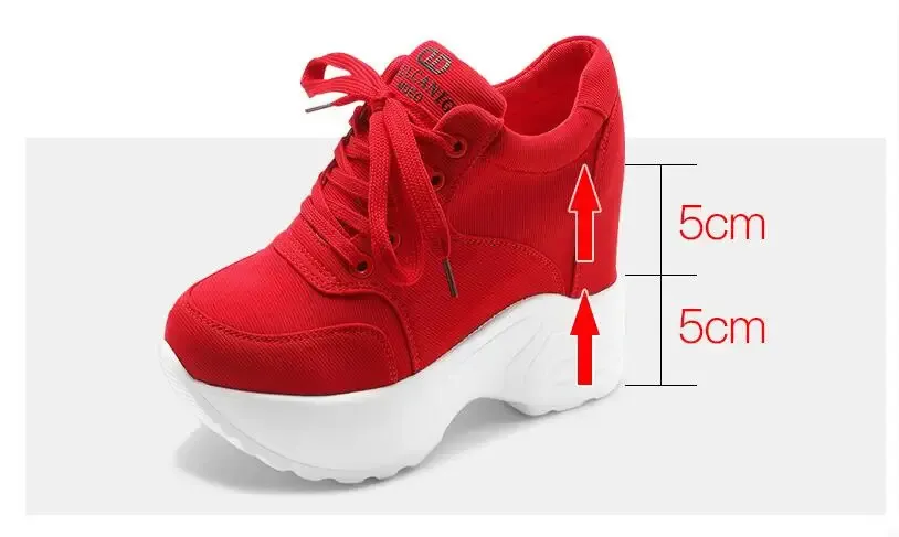 Women's Platform Sneakers Leather Chunky Trainers White Wedges_voghion.com