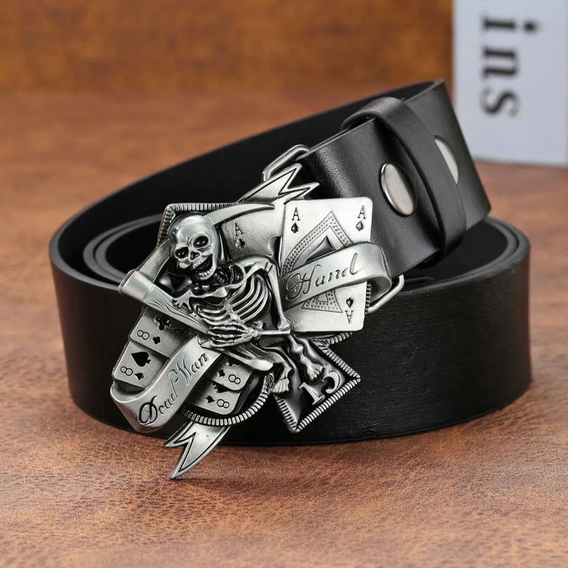 Ceinture en cuir gothique punk Y2k pour hommes et femmes, boucle en métal, sangle de taille, styliste, pantalon en jean, décorative_voghion.com