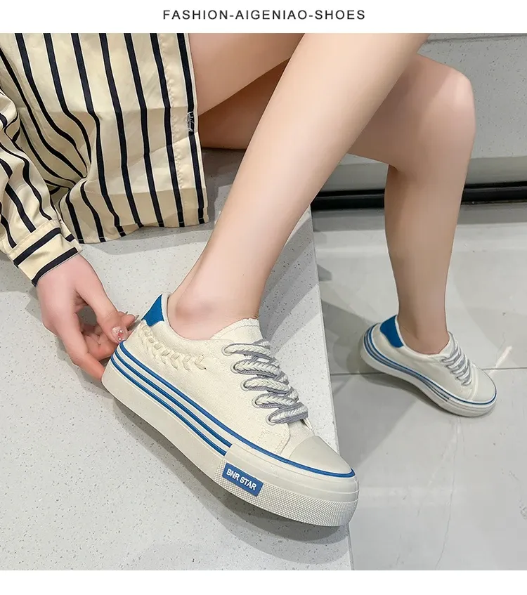 Platform Women Canvas Shoes Height Increasing Chunky Sneakers For Youth Girls Outdoor Trainers Female Ladies Thick Sole_voghion.com