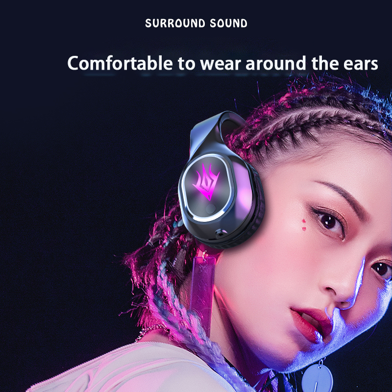 Gaming Headset Trådlösa Hörlurar Bluetooth Over Ear Hopfällbara 9D Stereo Med Mikrofon Stödjer TF-kort_voghion.com
