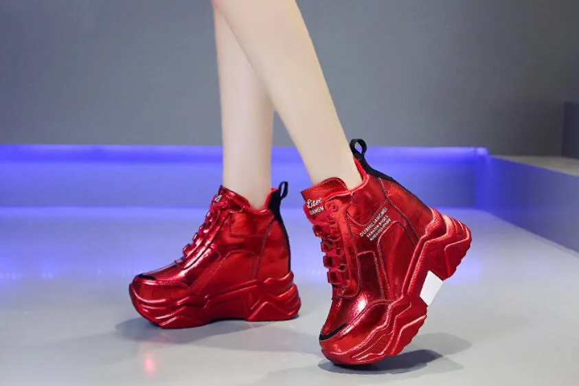 Freizeitschuhe Qualität Chunky Platform Outdoor Sneakers Frauen Winter Warm Super High Heels Frau Höhe erhöhen Stiefel_voghion.com