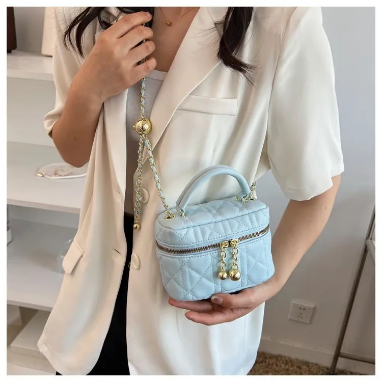 Borse firmate da donna in saldo - Borsa a tracolla con patta quadrata e tracolla a catena, modello Dia Grid_voghion.com