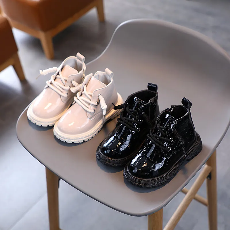 Toddler Girls Crocodile Pattern For Autumn Winter Fashion Children Shoes Littlesprouts Kids Boy Boots Black Beige Size_voghion.com