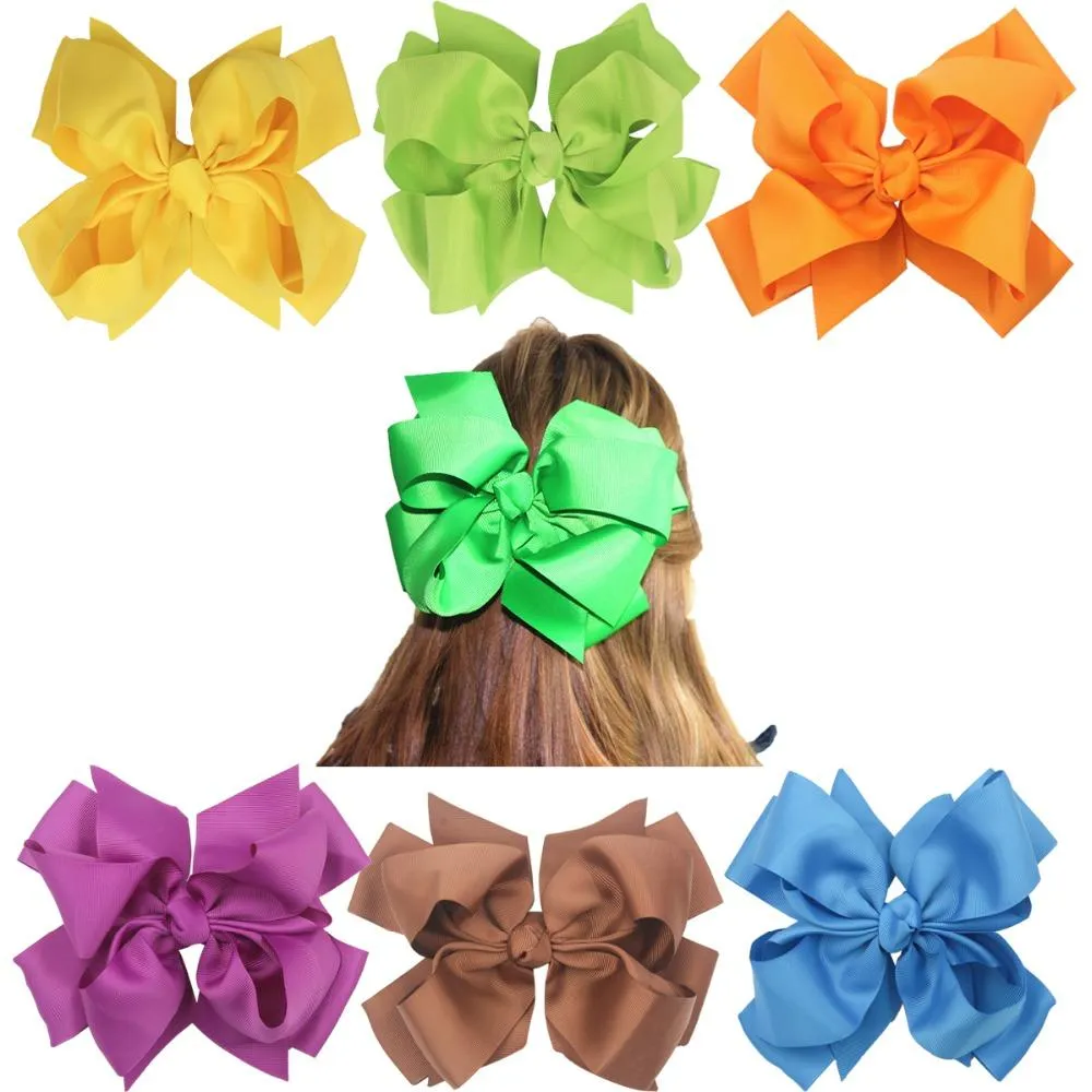 16pcs Big Clips 7 Inches Huge Large Double-Deck Bow Boutique Hair Bows For Girls Kids Children Women_voghion.com